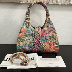 Brahmin Adrian LASSO MELBOURNE DI Floral Leather W/ Leather Eye NWT